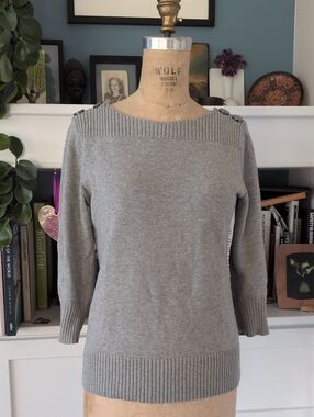 Jones New York Classic Rib-Trim Women's Sweater in Gray